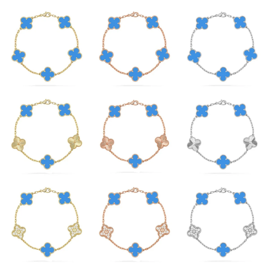 [Stellar Jewelry] CLOVER 5 MOTIF BLUE AGATE BRACELET COLLECTION