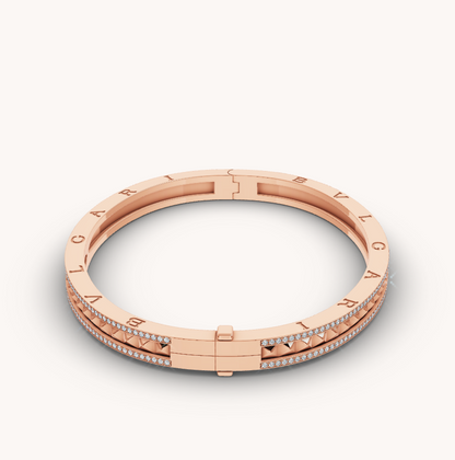 [Stellar Jewelry]ZERO 1 SPIRAL AND PAVED DIAMOND PINK GOLD BRACELET