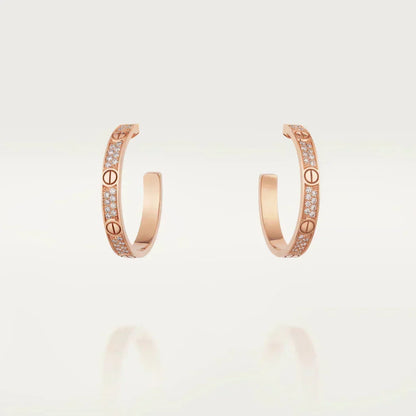 [Stellar Jewelry]LOVE DIAMOND PINK GOLD HOOP EARRINGS