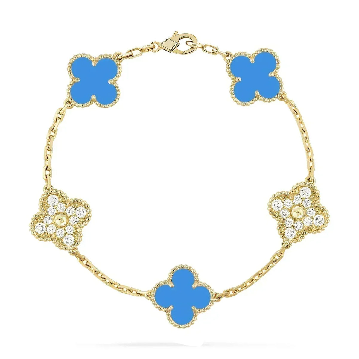 [Stellar Jewelry] CLOVER 5 MOTIF BLUE AGATE BRACELET COLLECTION