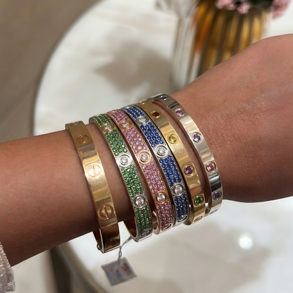 [Stellar Jewelry]2026 PAVE GEMSTONE LOVE BRACELET 6.1MM 10 DIAMONDS