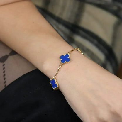 [Stellar Jewelry] CLOVER 5 MOTIF BLUE AGATE BRACELET COLLECTION