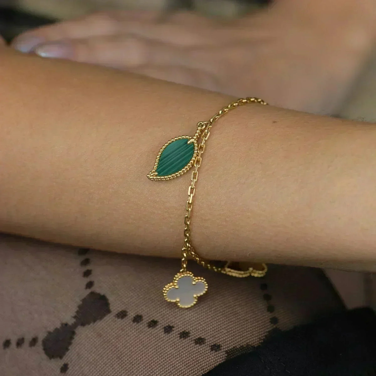 [Stellar Jewelry]LUCKY SPRING 5 MOTIF GOLD BRACELET