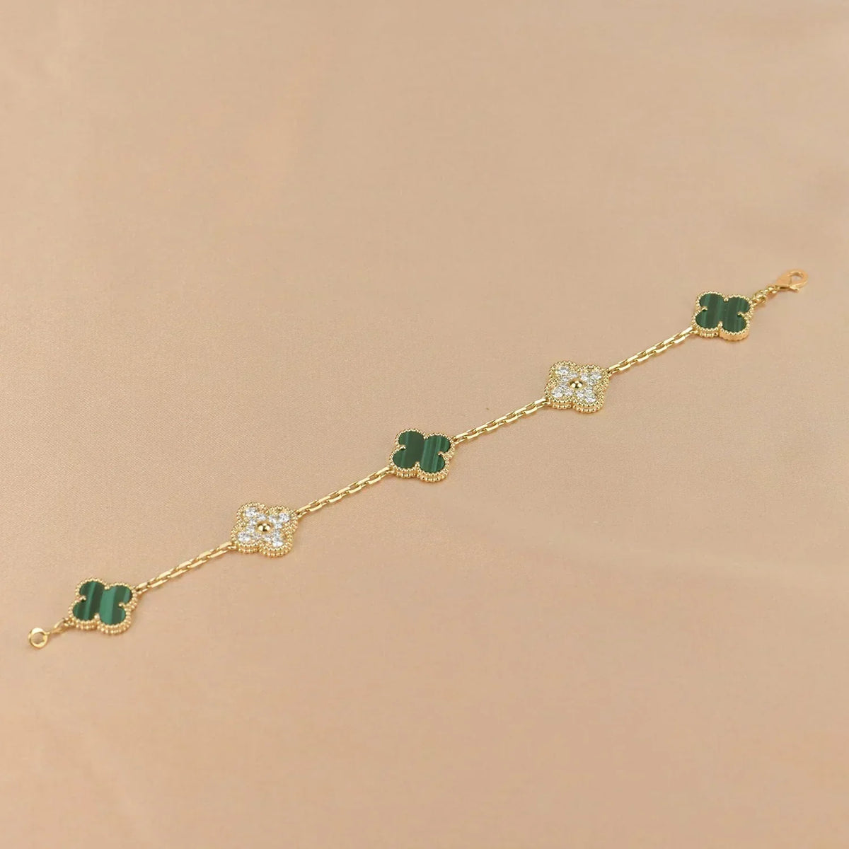 [Stellar Jewelry] CLOVER 5 MOTIF MALACHITE BRACELET COLLECTION
