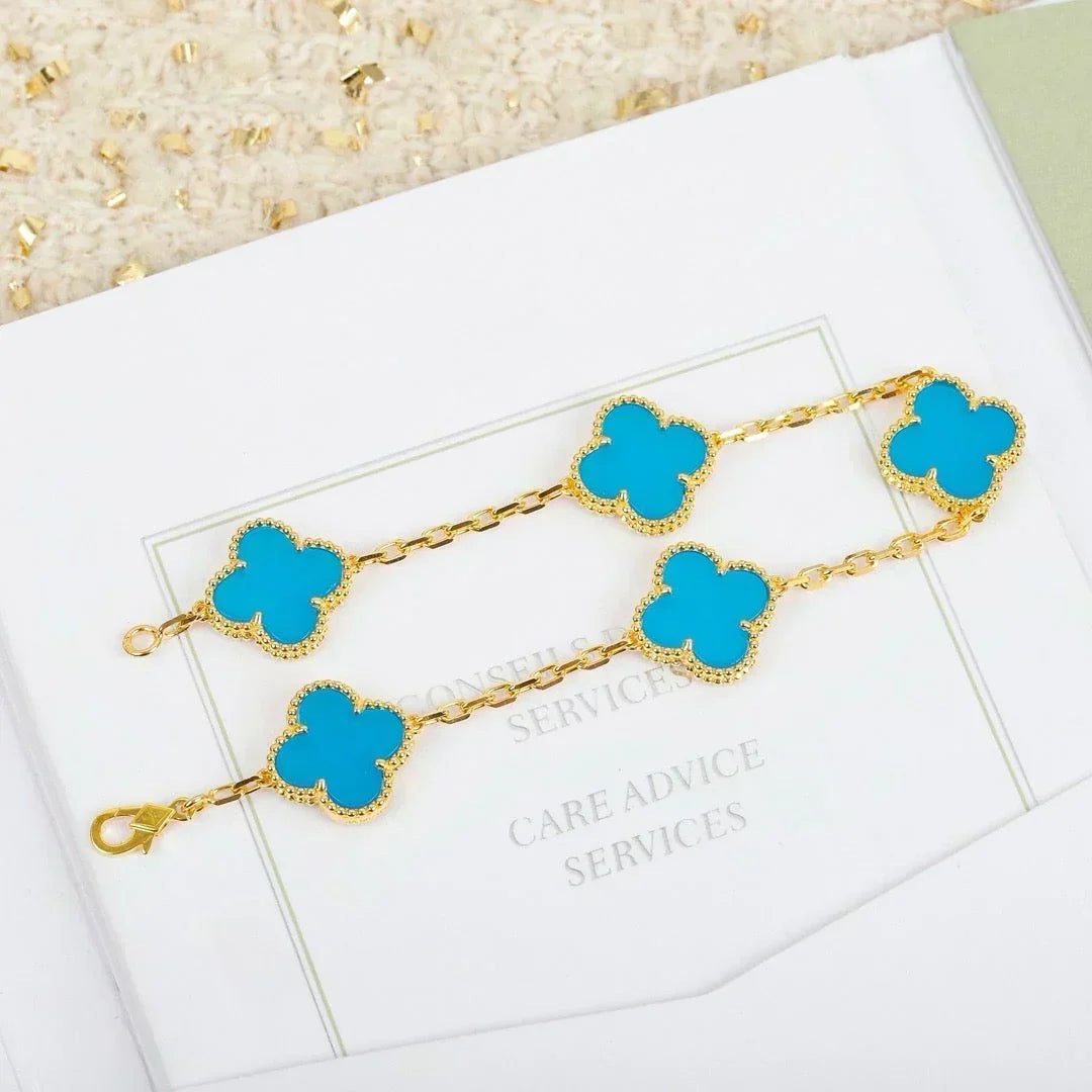 [Stellar Jewelry] CLOVER 5 MOTIF TURQUOISE BRACELET COLLECTION