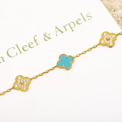 [Stellar Jewelry] CLOVER 5 MOTIF TURQUOISE BRACELET COLLECTION