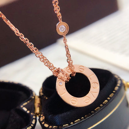 [Stellar Jewelry]LOVE NECKLACE 16MM 2 DIAMONDS