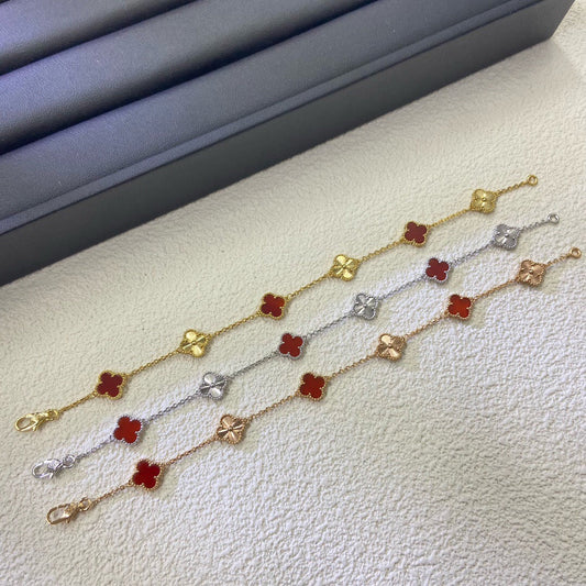 [Stellar Jewelry]CLOVER 6 MOTIF RED AGATE LASER BRACELET