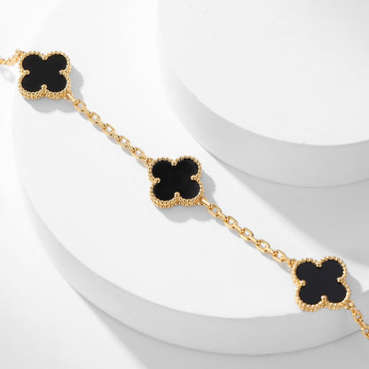 [Stellar Jewelry]CLOVER 10 MOTIFS ONYX NECKLACE