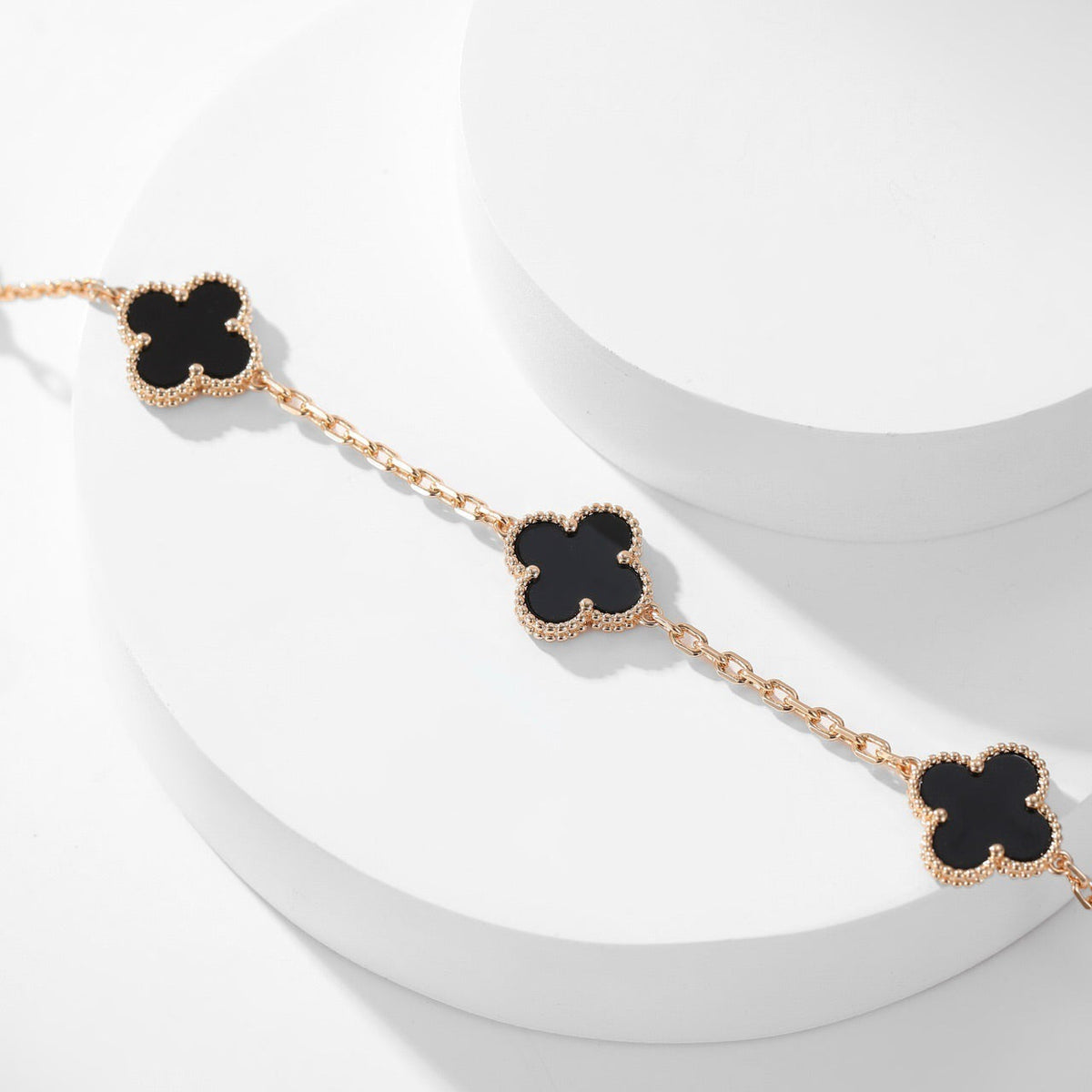 [Stellar Jewelry]CLOVER 10 MOTIFS ONYX NECKLACE