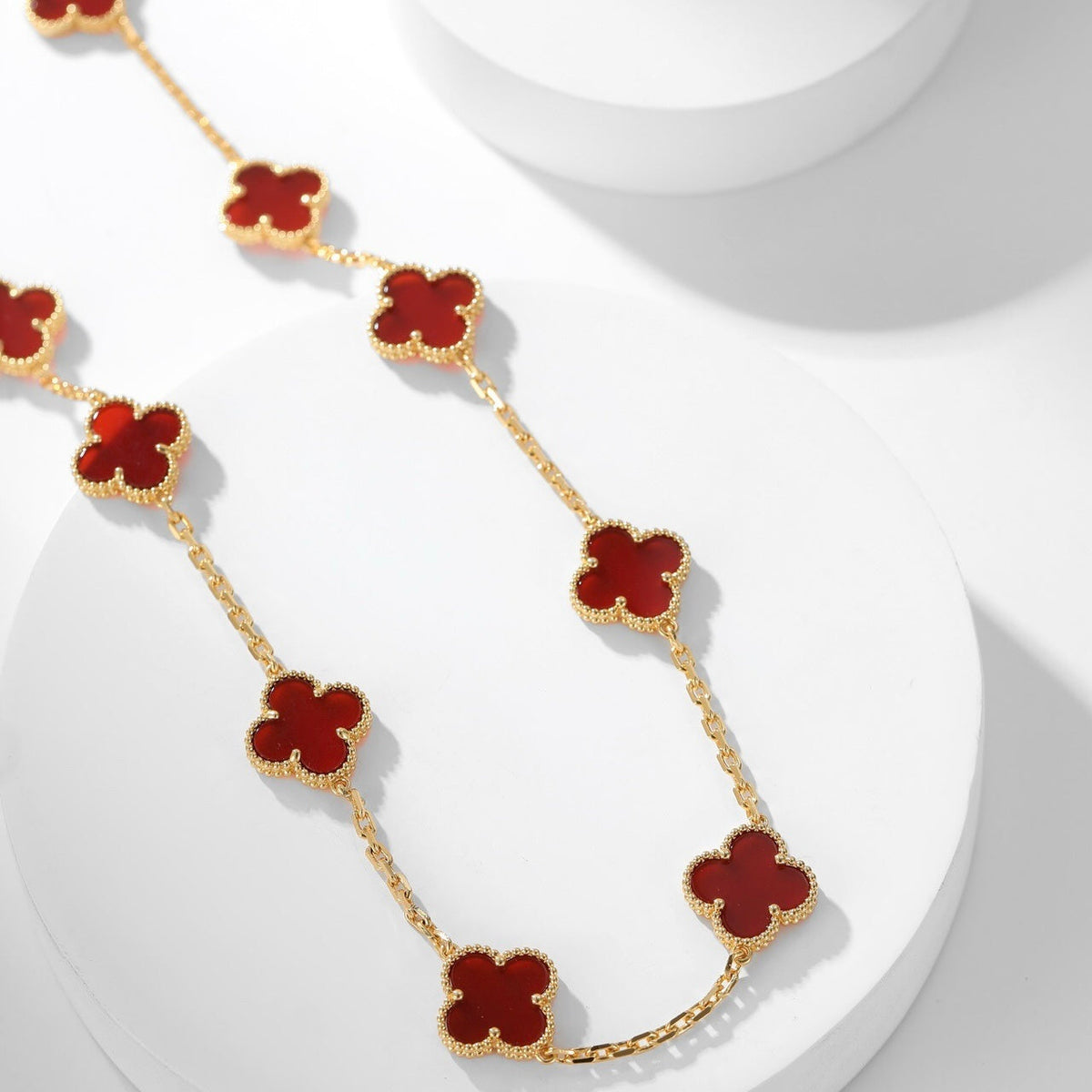 [Stellar Jewelry]CLOVER 10 MOTIFS CARNELIAN NECKLACE