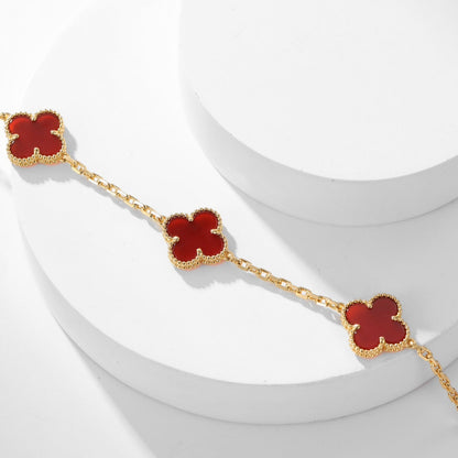 [Stellar Jewelry]CLOVER 10 MOTIFS CARNELIAN NECKLACE