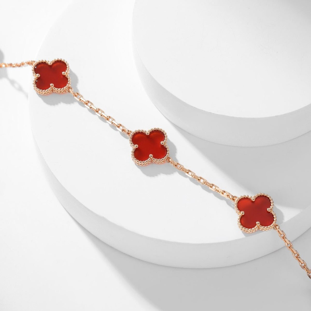 [Stellar Jewelry]CLOVER 10 MOTIFS CARNELIAN NECKLACE