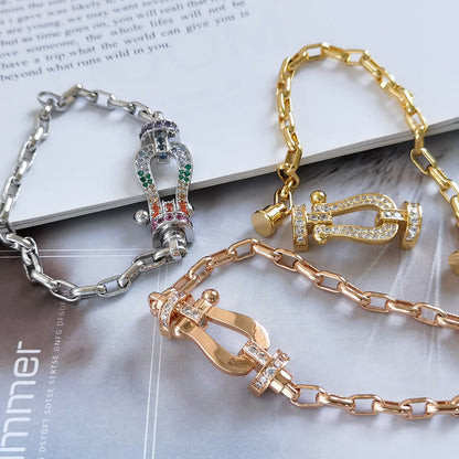 [Stellar Jewelry]FORCE LARGE HORSESHOE CLASP  METAL BRACELET