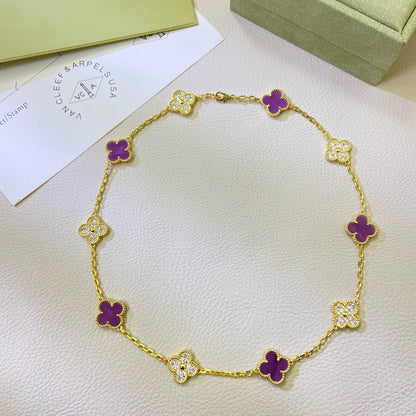 [Stellar Jewelry Jewelry]CLOVER 10 MOTIFS  PURPLE VIOLET DIAMOND NECKLACE