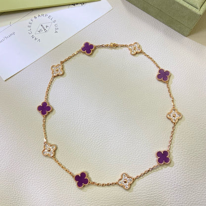[Stellar Jewelry Jewelry]CLOVER 10 MOTIFS  PURPLE VIOLET DIAMOND NECKLACE