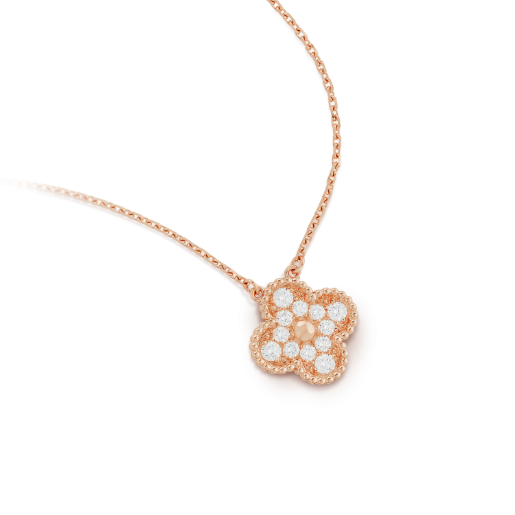 [Stellar Jewelry]CLOVER 15MM DIAMOND SINGLE FLOWER NECKLACE
