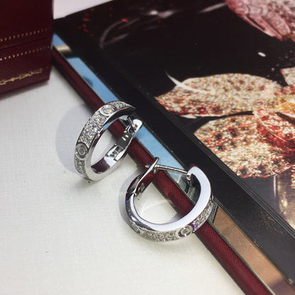 [Stellar Jewelry]LOVE 5.5MM DIAMOND PAVED EARRINGS