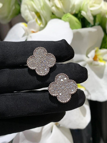 [Stellar Jewelry]CLOVER 20MM MOTIFS DIAMOND STUD EARRINGS SILVER