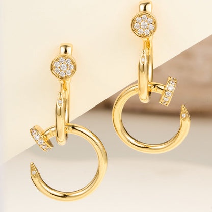 [Stellar Jewelry]JUSTE HALF DIAMOND DOUBLE EARRINGS