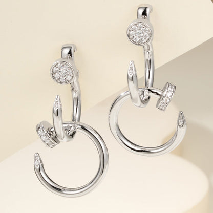 [Stellar Jewelry]JUSTE HALF DIAMOND DOUBLE EARRINGS