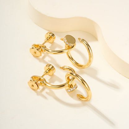 [Stellar Jewelry]JUSTE HALF DIAMOND DOUBLE EARRINGS
