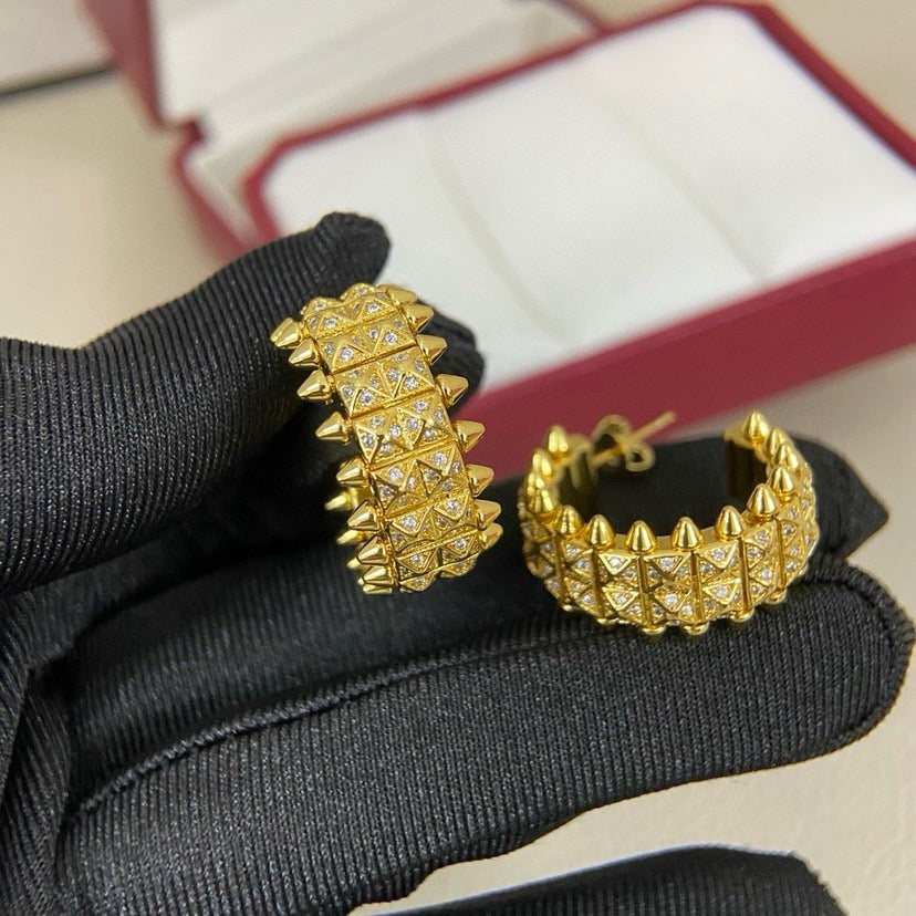 [Stellar Jewelry]CLASH 9.2MM FULL DIAMOND DOUBLE ROW EARRINGS