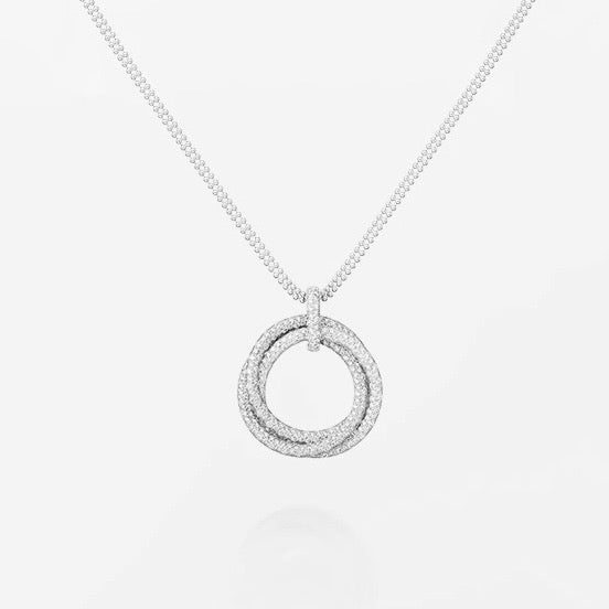 [Stellar Jewelry]TRINITY LARGE FULL DIAMOND  NECKLACE