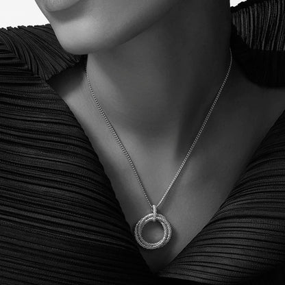 [Stellar Jewelry]TRINITY LARGE FULL DIAMOND  NECKLACE