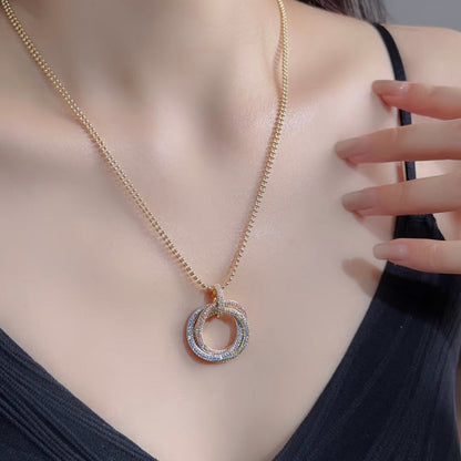 [Stellar Jewelry]TRINITY LARGE FULL DIAMOND  NECKLACE