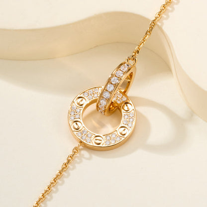 [Stellar Jewelry]LOVE DOUBLE RING FULL DIAMOND BRACELET