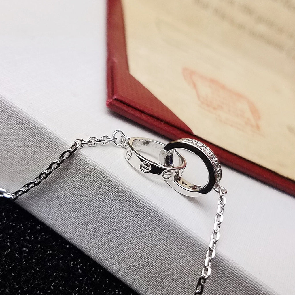 [Stellar Jewelry]LOVE DOUBLE RING HALF DIAMOND BRACELET