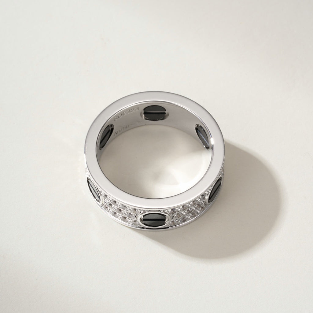 [Stellar Jewelry]LOVE RING 5.5MM DIAMONDS PAVED CERAMIC