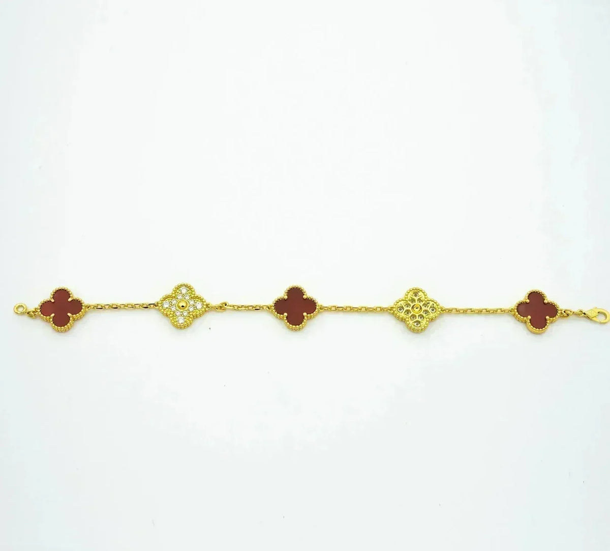 [Stellar Jewelry] CLOVER 5 MOTIF RED CORNELIAN BRACELET COLLECTION