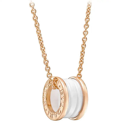 [Stellar Jewelry]ZERO 1 WHITE CERAMIC PINK GOLD DIAMOND NECKLACE