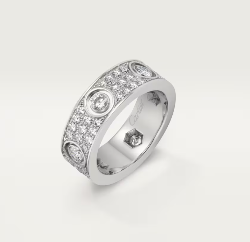 [Stellar Jewelry]LOVE RING 6.5MM Full Diamond, 6 Major Diamonds Silver