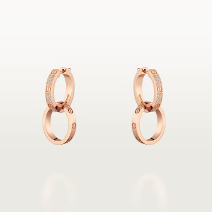 [Stellar Jewelry]LOVE 3.3MM DANGLE HALF DIAMOND EARRINGS
