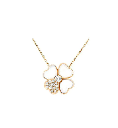 [Stellar Jewelry]CLOVER MOP DIAMOND ROSE GOLD NECKLACE