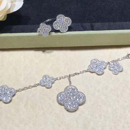 [Stellar Jewelry]CLOVER 6 MOTIFS SILVER DIAMOND BRACELET