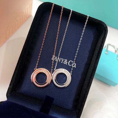 [Stellar jewels]DIAMOND AND MOTHER OF PEARL CIRCLE PENDANT