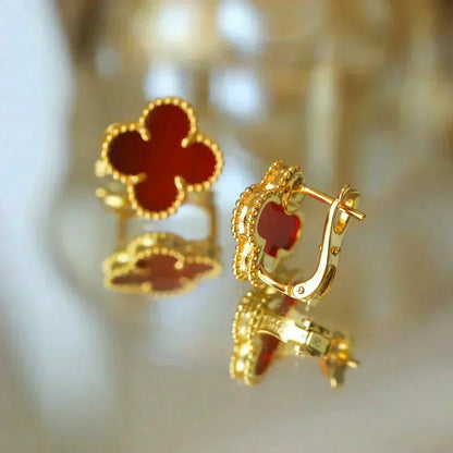 [Stellar Jewelry]CLOVER MEDIUM 1 MOTIFS CARNELIAN  EARRINGS