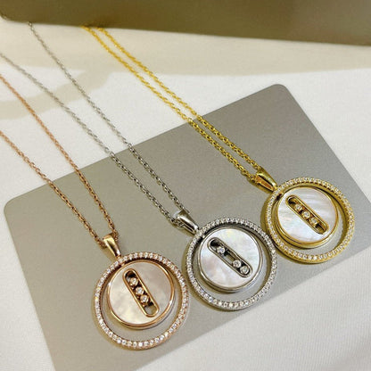 [Stellar Jewelry]LUCKY MOVE MM NACRE BLANCHE DIAMOND NECKLACE