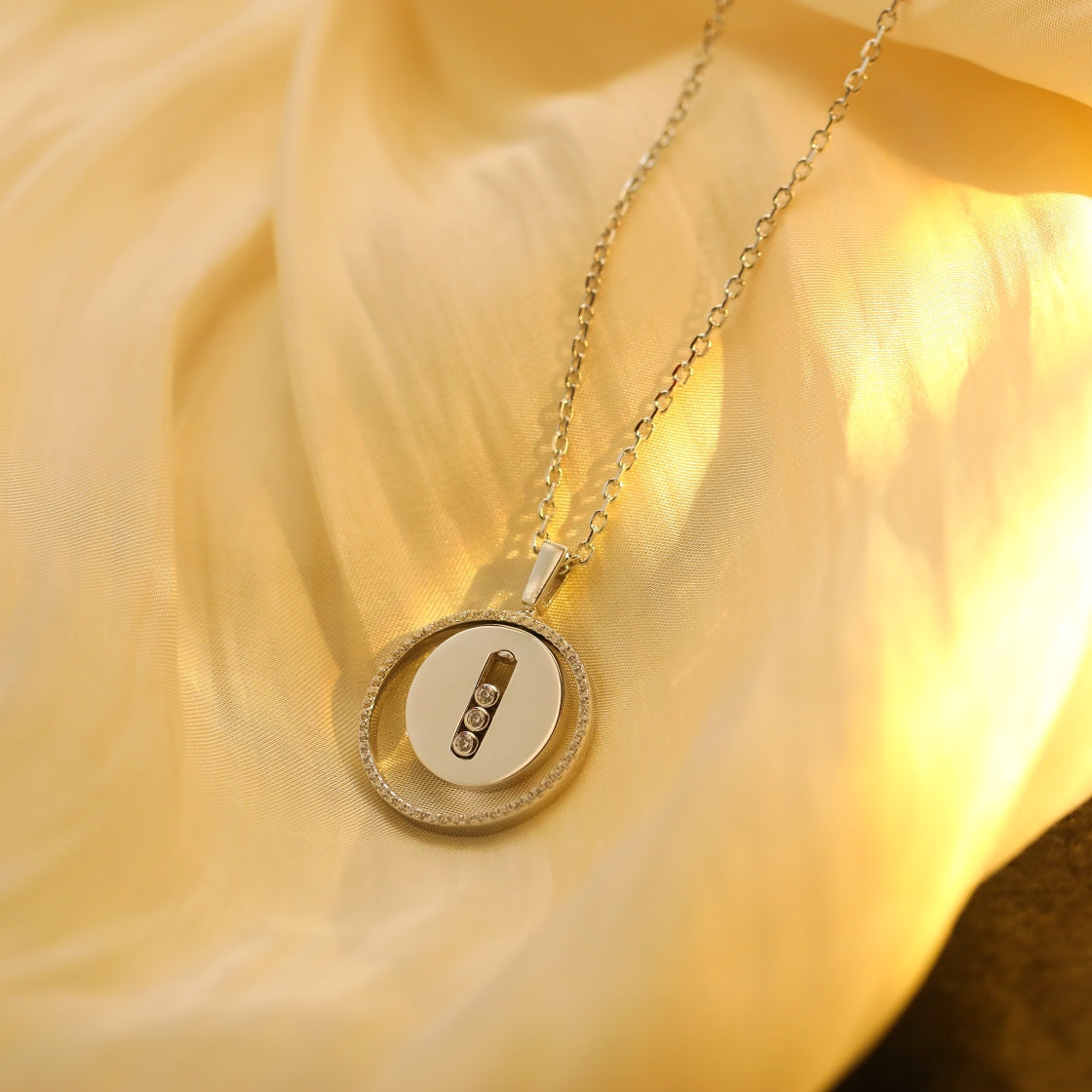 [Stellar Jewelry]LUCKY MOVE MM SILVER DIAMOND NECKLACE