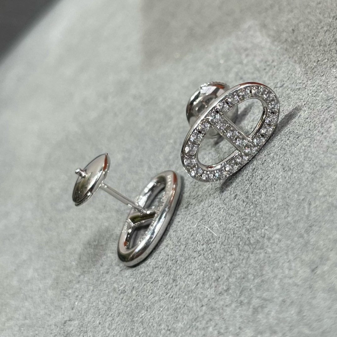 [Stellar Jewelry]HM FULL DIAMOND PIG NOSE STUD EARRINGS