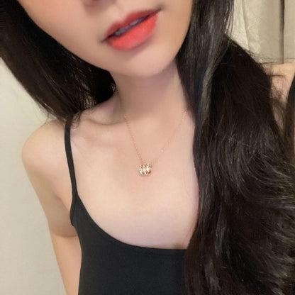 [Stellar Jewelry]SERPENTI PINK GOLD NECKLACE DOUBLE RING DIAMOND