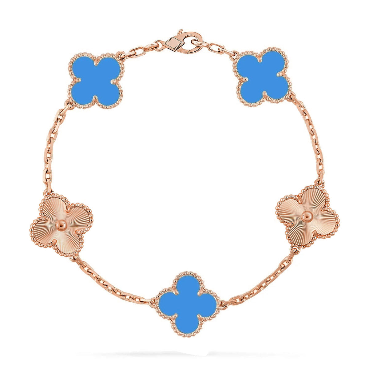 [Stellar Jewelry] CLOVER 5 MOTIF BLUE AGATE BRACELET COLLECTION