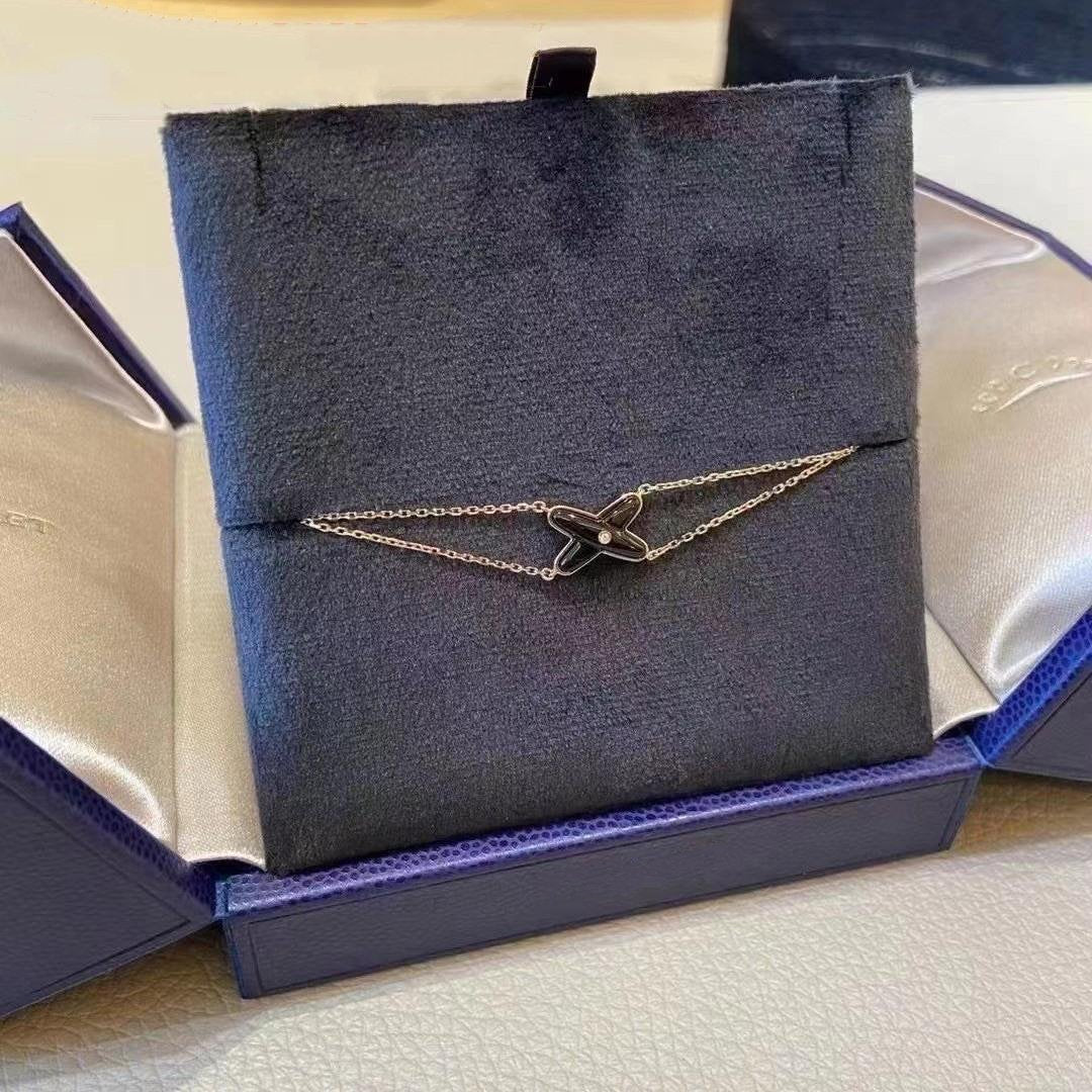 [Stellar Jewelry]JEUX BRACELET ONYX PINK GOLD 1 DIAMOND