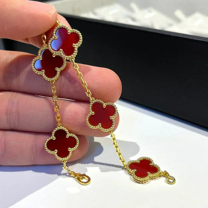 [Stellar Jewelry] CLOVER 5 MOTIF RED CORNELIAN BRACELET COLLECTION