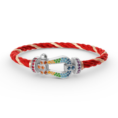 [Stellar Jewelry]FORC LARGE HORSESHOE  COLORED DIAMOND BRACELET SILVER