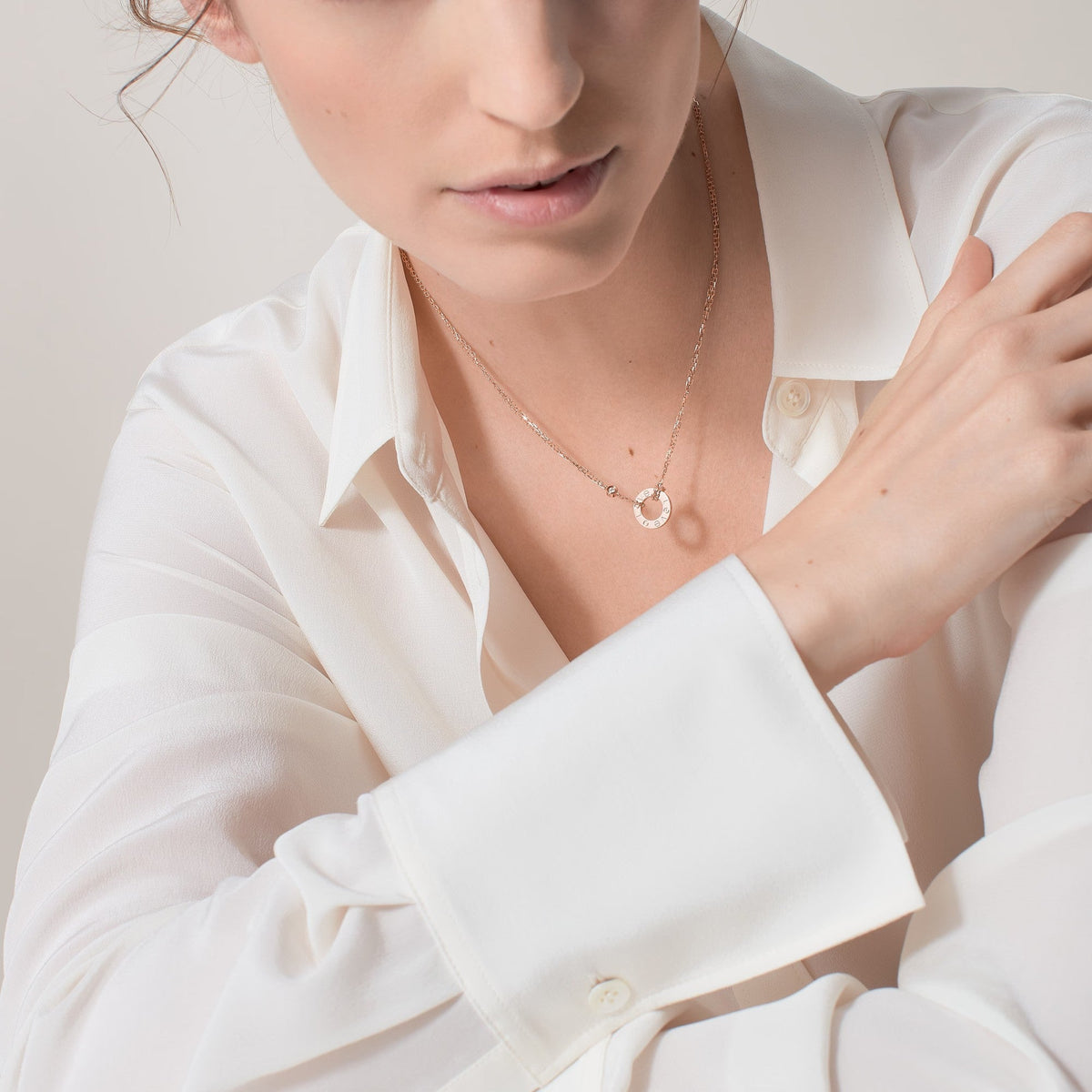 [Stellar Jewelry]LOVE NECKLACE 16MM 2 DIAMONDS